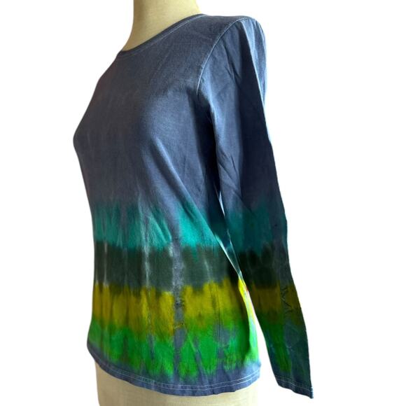 Womens Shirt Size Medium Blue Tie Dye Indie Bohemian Trippy Hippy Handcrafted - Picture 7 of 9